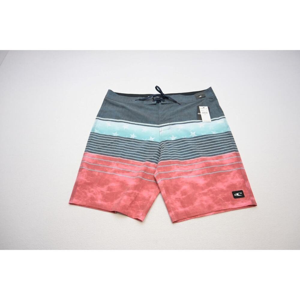 Oneill Board Shorts Swim Wear Performance American‎ Flag Athletic Mens Sz 38 NWT